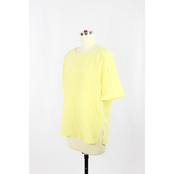 TIGER OF SWEDEN Laci Yellow 100% Silk Crepe Raglan T-Shirt Blouse, Size 38 / M - Picture 4 of 13